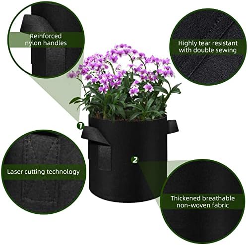 12-Pack 10 Gallon Plant Grow Bags, Thickened Nonwoven Fabric Pots with Handles, Vegetable Planter Bags Containers, Cloth Planters for Garden