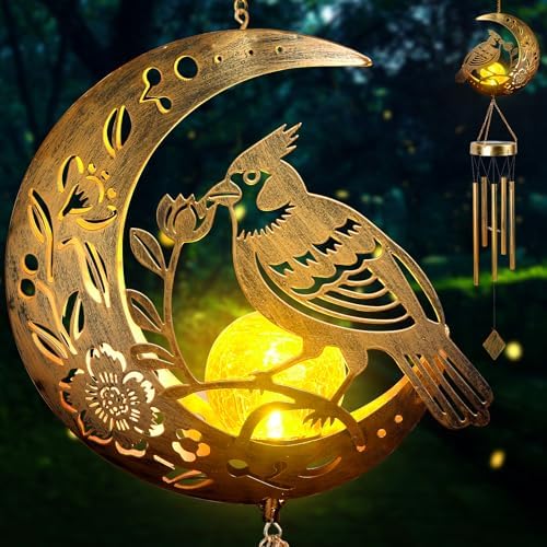 Moon Cardinal Wind Chime for Outside - Exquisite Vermilion Bird