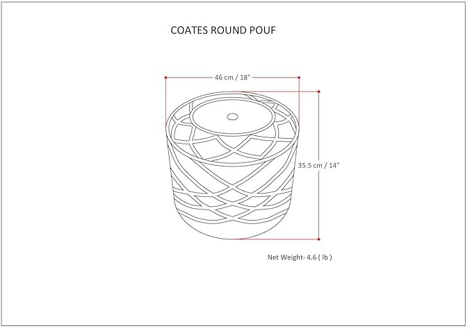 SIMPLIHOME Coates Contemporary Round Macrame Pouf in Cloud Grey Cotton - Image 3
