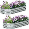 zizin 2 Pack Galvanized Raised Garden Bed Metal Oval Raised Garden