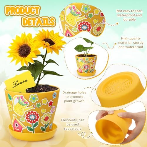 Capoda 24 Sets Garden Flower Pots Crafts Kit DIY Spring Plastic