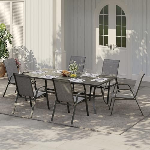 Patio Chairs Set of 6, Stackable Chairs with High Back for Deck, Backyard