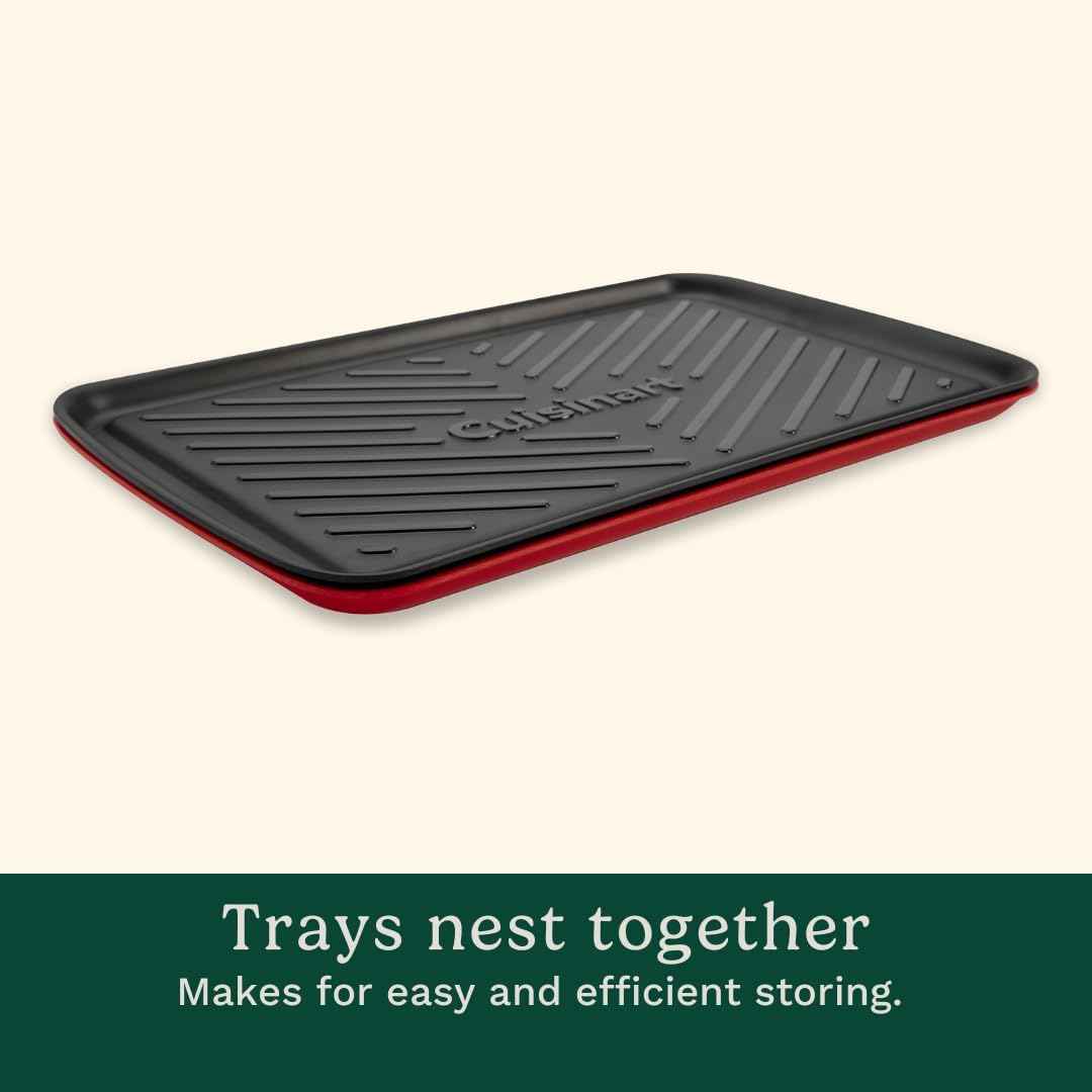Cuisinart Grilling Prep and Serving Tray, Dishwasher-Safe, 2-Pc Nesting Set | 17-in x 10.5-in food tray set for prepping and serving, shatter-resistant melamine design fits 6 burgers, CPK-200