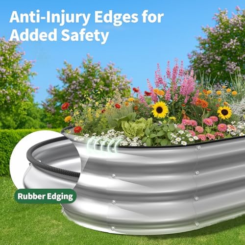 Kesfitt Raised Garden Bed, 5x2x1 FT Galvanized Steel Metal Raised