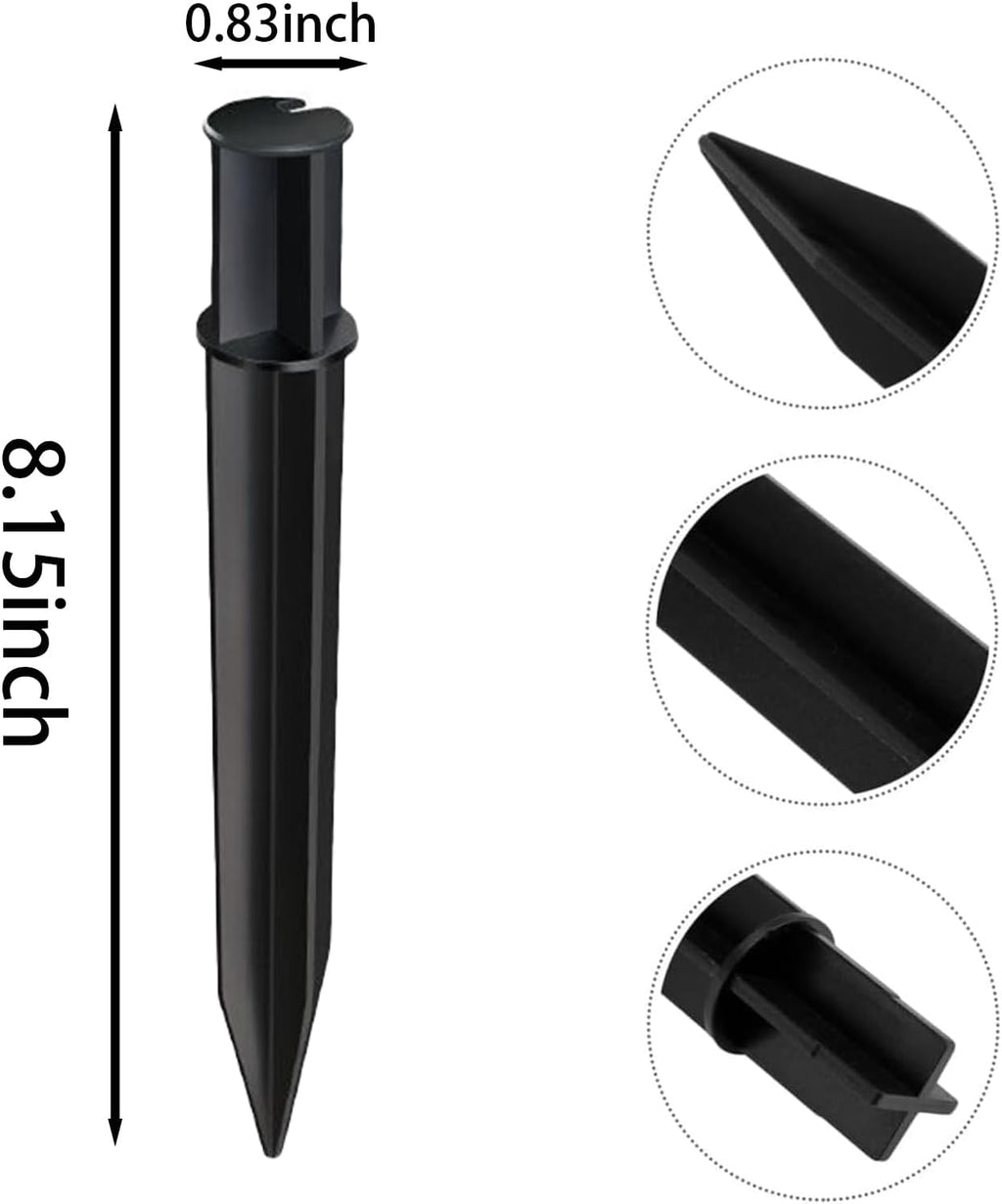 5 Pcs ABS Plastic Solar Ground Spikes, Black Ground Spike Replacement, Landscape Lighting Stakes, Solar Pathway Lights Outdoor Garden Lamp Support Stand Lighting Accessories（Round top Style）