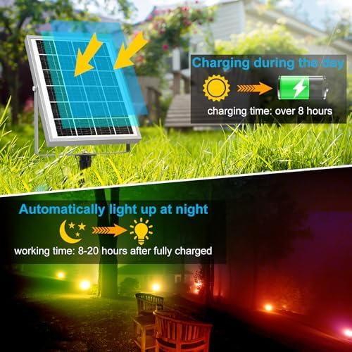 MEIHUA Solar Spot Lights Outdoor Color Changing, 6 in 1 Landscape Lighting