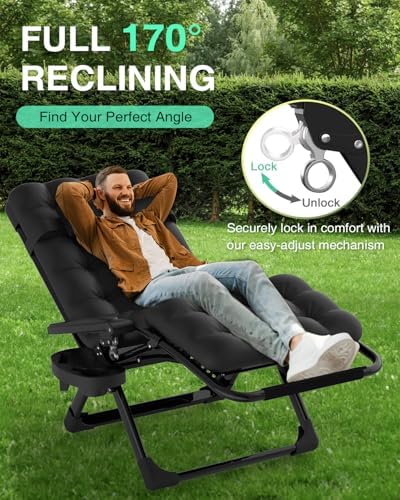 ZENPETIO Zero Gravity Chair, Reclining Camping Chairs w/Removable Cushion