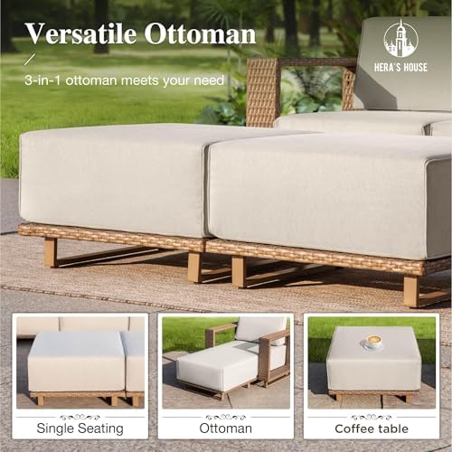 HERA'S HOUSE 9-Piece Patio Sectional Furniture Set with 10" Thick Cushions