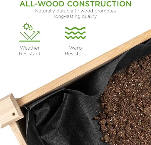 Best Choice Products 34x18x30in Raised Garden Bed, Elevated Wood Planter Box Stand for Kids, Backyard, Patio, Balcony w/Bed Liner, 150lb Capacity - Natural
