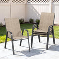 Outdoor Patio Chairs Set of 4 Stackable Dining Chairs All-Weather Textilene Furniture Set for Pool Deck, Backyard, Garden