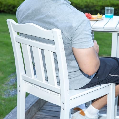 nalone Outdoor Bar Stools Set of 2, HDPE Tall Adirondack Chairs Bar Chairs, Weather Resistance Bar Height Chair for Balcony, Garden, Yard, Backyard (White, Bar Chairs Set of 2)