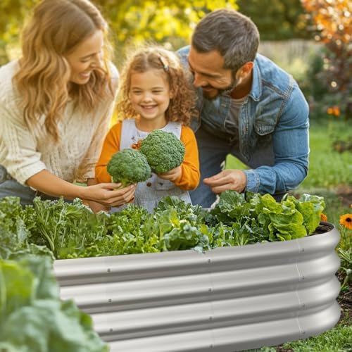 4x2x1ft Oval Galvanized Raised Garden Bed Outdoor 9-in-1 Large Metal