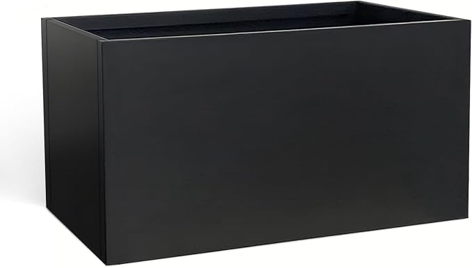 Steel Planter 36" x 12" x 16" Metal Rectangle Outdoor Planter Black Powder by DISCOVERINGBEAUTY