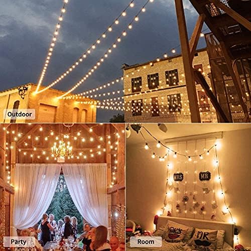 G40 Outdoor String Lights, 50Ft Hanging Outdoor Patio Lights with 53 Clear Globe Bulbs (3 Spare), Connectable Backyard Lights for Indoor Outdoor Porch Balcony Party Commercial Decoration- Brown Wire