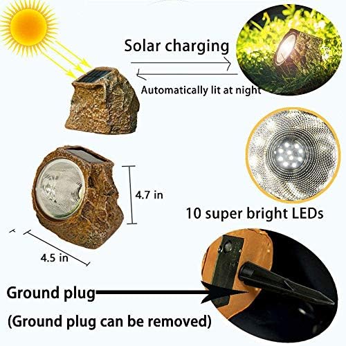 EiGreen Solar Garden Rock Lights Outdoor, 2 Pack 10 LED Waterproof
