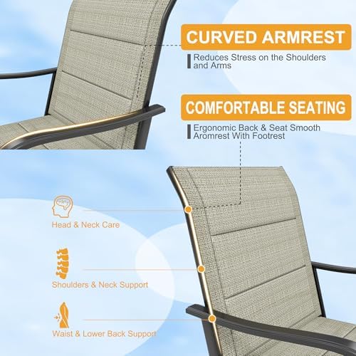 Outdoor Swivel Bar Stools Set of 2, Bar Height Patio Chairs with High Back & Armrest, All-Weather Textilene Fabric 360° Swivel Tall Barstools for Patio, Deck, Backyard, Garden