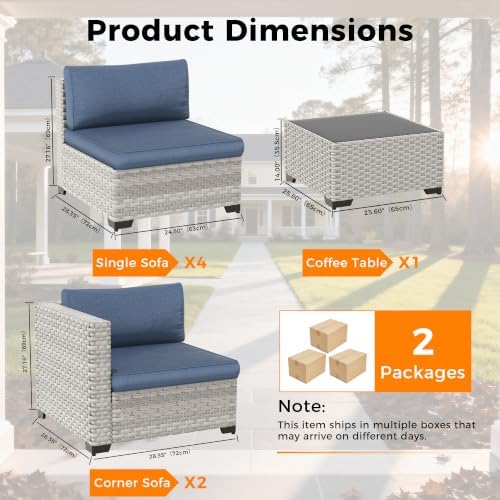 6-Seat Modular Patio Furniture Set – Outdoor Wicker Sectional Sofa