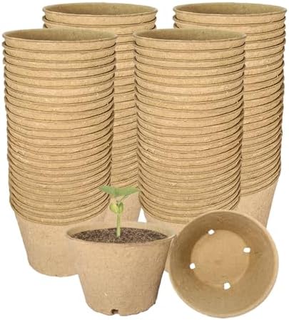 100 Pack 4 Inch Peat Pots, Biodegradable Seed Starter Pots with
