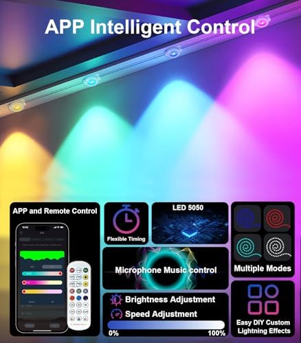 100FT Permanent Outdoor Lights for House, RGB LED Waterproof Smart Eave Lights Outdoor House Decor with Smart APP Remote Control, Outside Eaves Lighting for Holiday, Christmas, Roof, Party, Daily