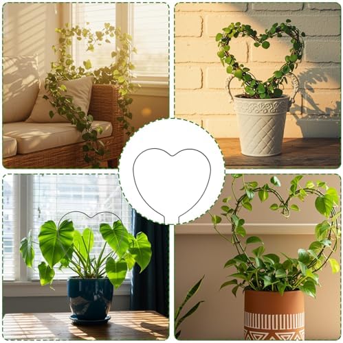 Ouligay 2PCS Pothos Plant Climber Support Indoor Plant Trellis Heart-Shaped Trellis for Climbing Plants for Potted Plants Black Durable Metal Iron Support for Vines and Flowers