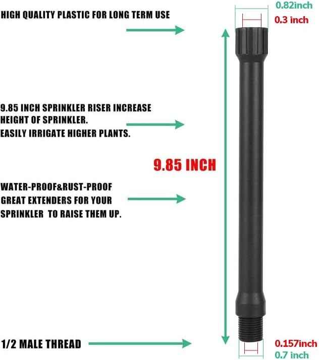 6Pcs 1/2 Inch Male to Female Sprinkler Extensions | 9.85“ Sprinkler Riser Extension for Lawn Irrigation, Raised Beds, Sprinkler Upgrade