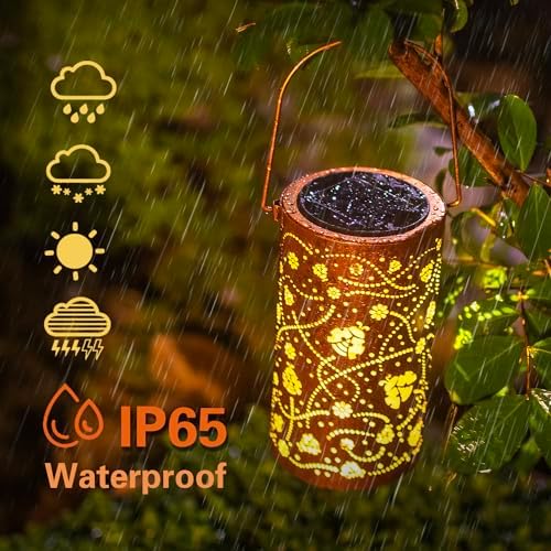 Ladybug Solar Lanterns Outdoor Waterproof Hanging Solar Lights Ladybug Gifts for Women Men Metal Decorative LED Ladybug Lanterns for Garden Decor,Yard,Patio,Lawn,Tabletop,Pathway,Landscape