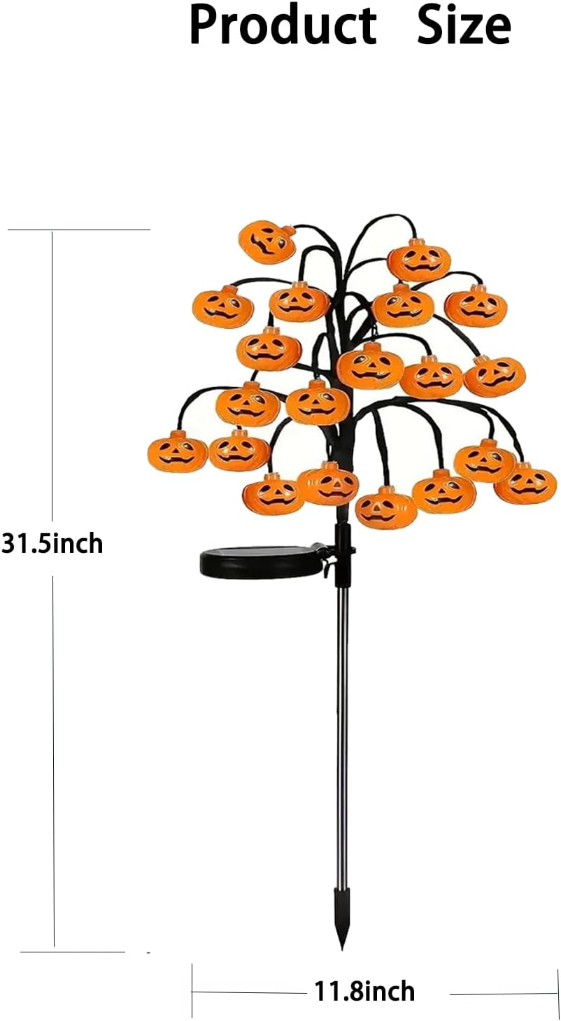 2PCS Solar Pumpkin Stake Pathway Lights, IP65 Waterproof Halloween Outdoor Decor with Steady On & Flash Lighting Modes，Solar-Powered Decor for Garden Yard Lawn Halloween Party (Yellow Pumpkin)