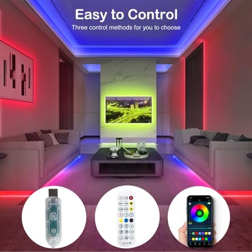 16.4FT LED Strip Lights IP68 Outdoor Waterproof, 5V USB Powered, Music Sync Bluetooth APP/RF Remote Control Lights for Balcony,Deck,Camping,Garden,Bedroom Decor
