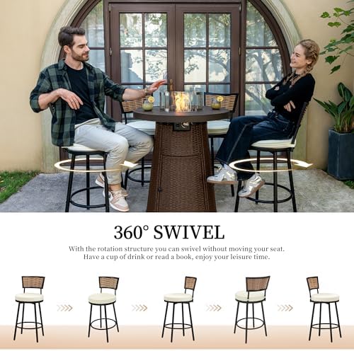PIZZELLO Patio Swivel Bar Stools Set of 4, Outdoor Bar Height Chairs