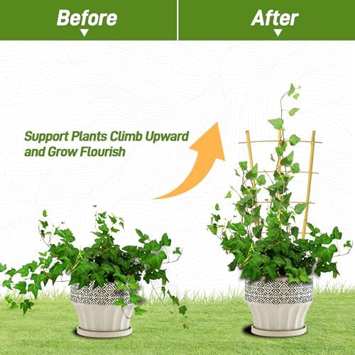 Avalution 10 Pack Bamboo Trellis for Climbing Plants 16" Natural
