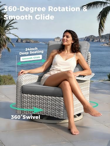 9 Piece Outdoor Wicker Patio Furniture Set with Swivel Chairs