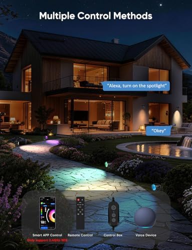 APPECK Landscape Lighting, RGBW Spotlights with APP Control,8 Pack