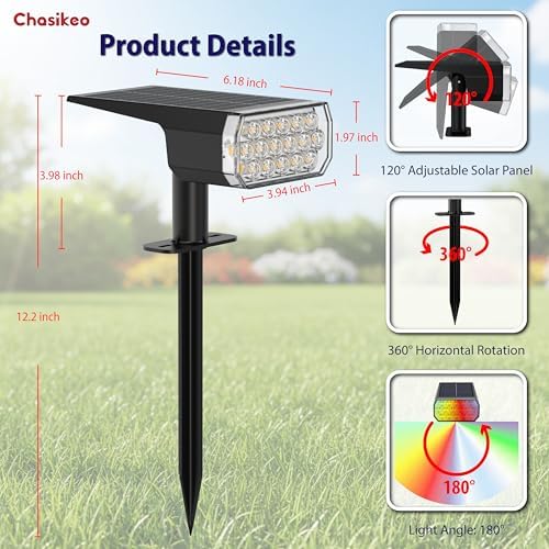 Solar Lights Outdoor Waterproof, 3 Lighting Modes Solar Spot Lights Outdoor
