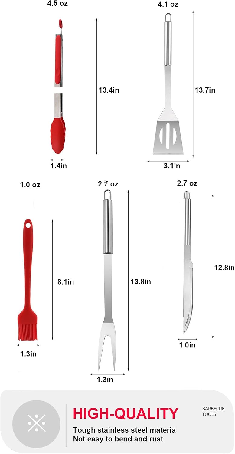 BBQ Grill Tool Set BBQ Accessories, Stainless Steel Grill Tools Grilling Accessories Grill Set Barbecue Grill Accessories for Outdoor Grill, Grill Utensils Grilling Tools Grilling Gifts for Men