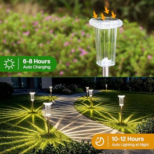 10 Color Solar Lights Outdoor Waterproof LED Pathway Lights 8 Pack