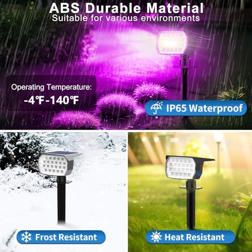 Tadyreal Solar Color Changing Spot Lights Outdoor Waterproof Colored RGB Solar Powered Landscape Lights for Yard 7 Lighting Modes Multicolor Solar Spotlights for Pathway Garden Outside (2 Pack)