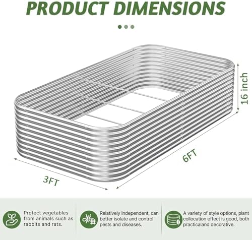2 Pack Tall 6x3FT Corrugated Galvanized Steel Raised Garden Bed