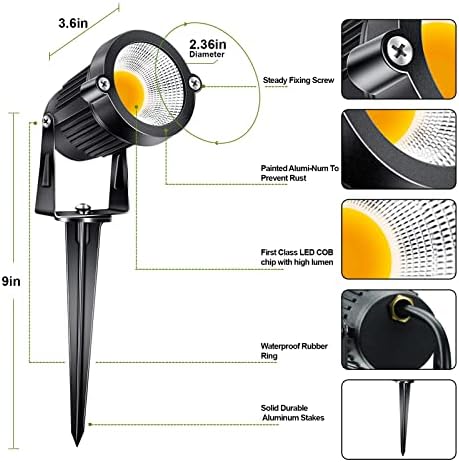 5W Low Voltage Landscape Lights Outdoor 12V AC/DC LED Landscape Lighting 3000K Warm White Waterproof Garden Spotlights 500LM COB Landscape Pathway Lights for Yard,Tree (8Pack with Connectors)