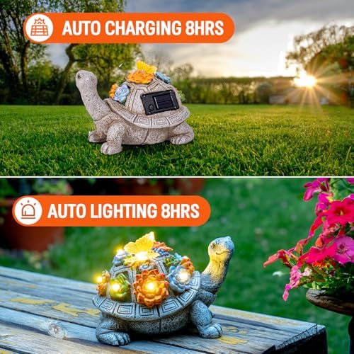 YDKOJGW Solar Garden Outdoor Statues with Succulent and 7 LED Lights