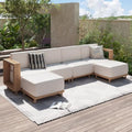 Aoxun Patio Furniture Set, 6 Piece Outdoor Wicker Sofa, Yellow/Beige