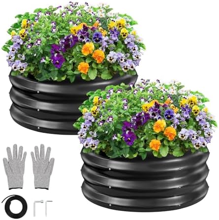 GreatBuddy 2x2x1 ft Round Galvanized Raised Bed, Easy-Assembly Raised