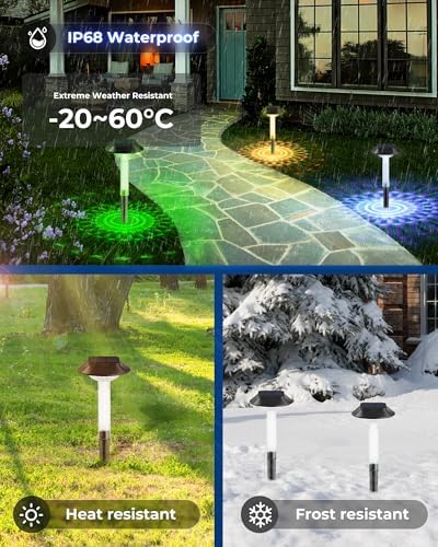 ALEPOD Solar Pathway Lights Outdoor 8 Pack, 7 Lighting Modes Solar Lights Outdoor Waterproof IP68, Landscape Lighting for Yard Pathway Backyard Lawn