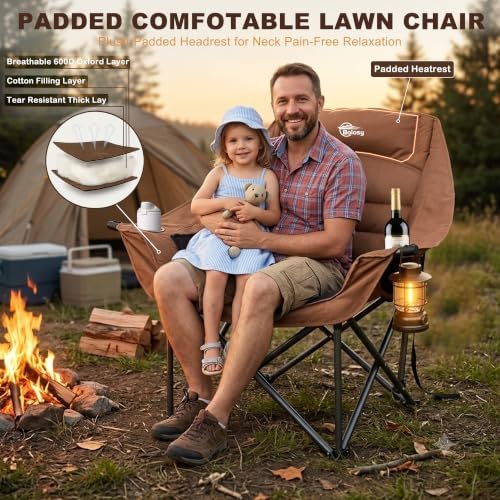 Oversized Camping Chairs for Adults Heavy Duty Folding Lawn Chair