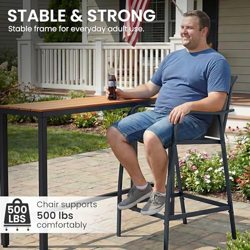 Crestlive 28.7" Outdoor Bar Stools Set of 4, 500 lb Mesh Patio Bar Chairs