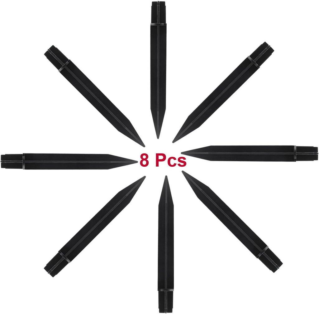 Biaungdo 8 Black Ground Spikes, 8.25 Inch ABS Plastic Solar Light Stakes | High-Strength ABS Plastic Weather Resistant, Easy Push Into Ground, 0.83 Inch Mounting Diameter, Garden Pathway Torch Lights