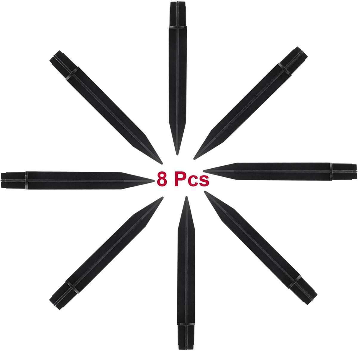 Biaungdo 8 Black Ground Spikes, 8.25 Inch ABS Plastic Solar Light Stakes | High-Strength ABS Plastic Weather Resistant, Easy Push Into Ground, 0.83 Inch Mounting Diameter, Garden Pathway Torch Lights