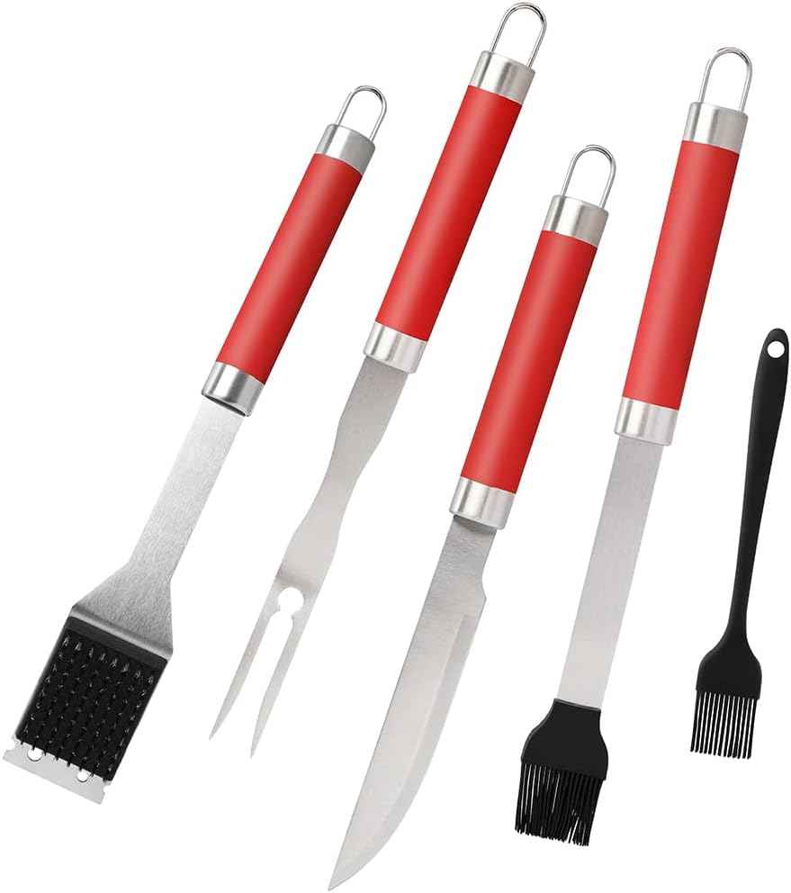 Dr. Camp 5 Piece Grill Accessories Grill Tools Set Heavy Duty Stainless Steel Grilling Accessories for Outdoor Grill BBQ Utensils Set