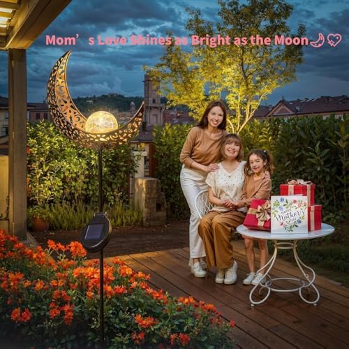 TAKE ME Moon Solar Lights Garden Outdoor Decor Waterproof Metal Solar
