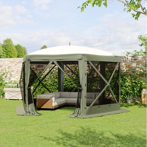 13FT Pop-Up Gazebo Tent with Mesh Netting & Removable Wind Cloths
