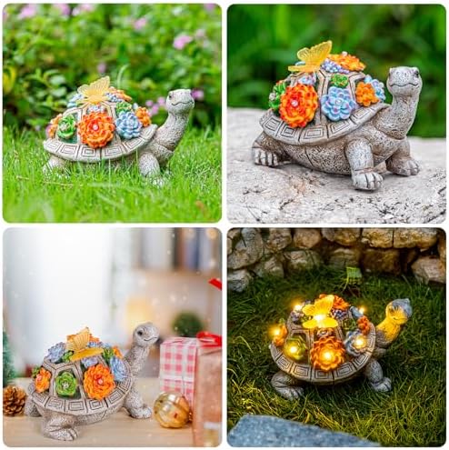 YDKOJGW Solar Garden Outdoor Statues with Succulent and 7 LED Lights